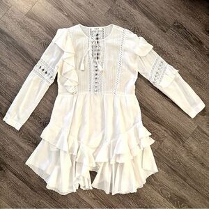 Sea New York Weatherly Crochet Pompom Cotton-Blend Tunic Dress
